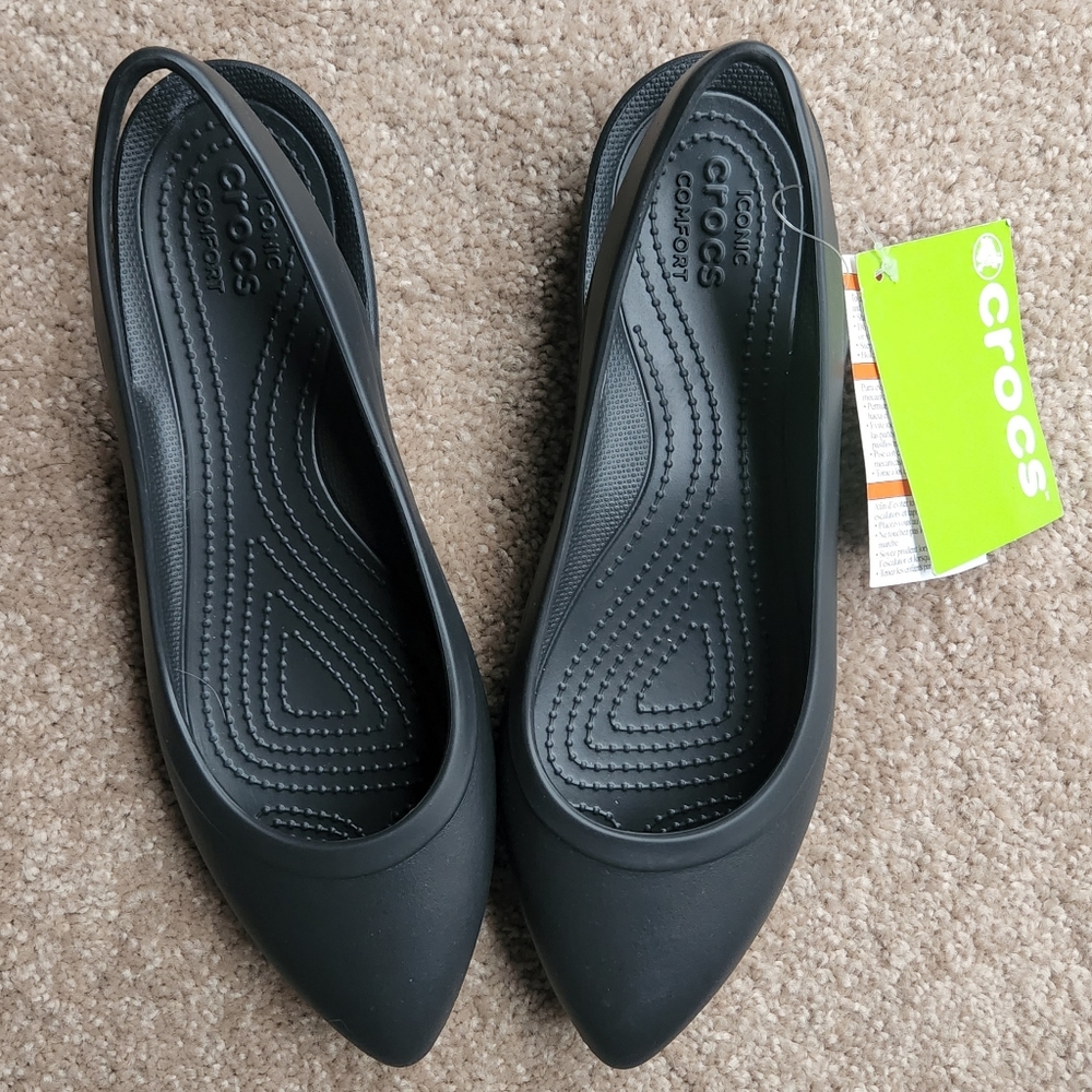Black Size 9 Crocs Flats